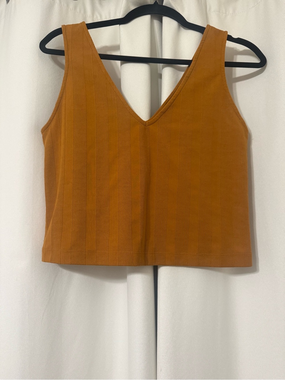 ZARA Mustard Yellow Crop Top V-Neck Tank Size M